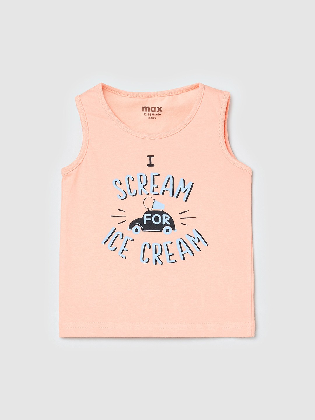 

max Boys Pink Typography Printed Pure Cotton Applique T-shirt
