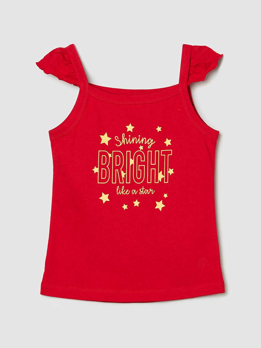 

max Girls Red Typography Printed Pure Cotton T-shirt