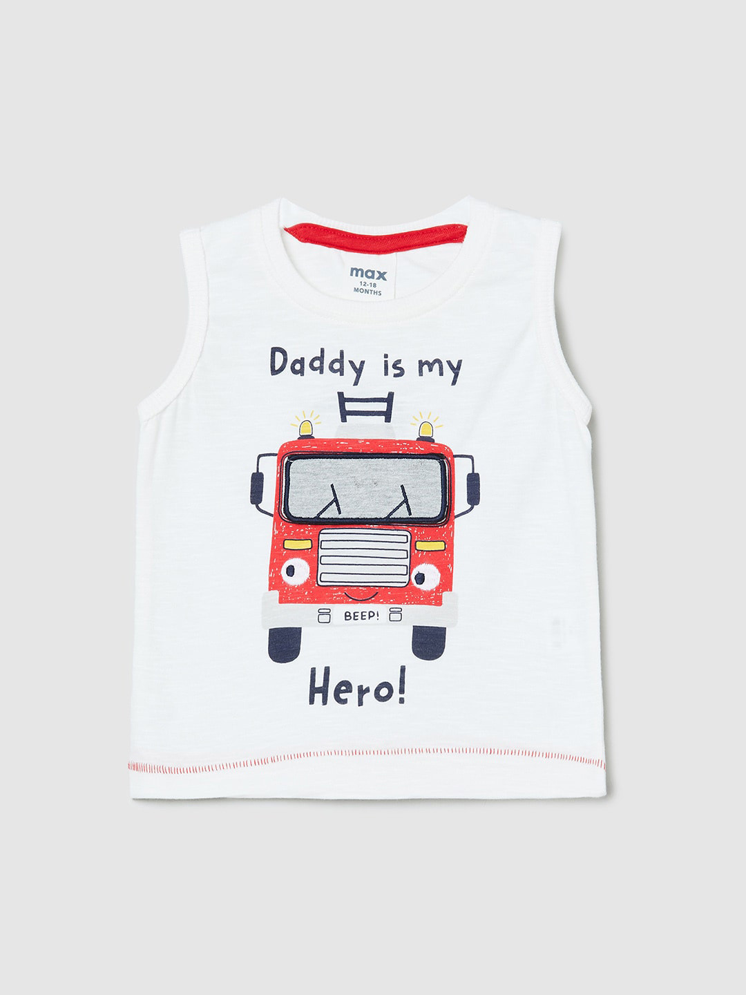 

max Boys White Typography Printed Pure Cotton Applique T-shirt