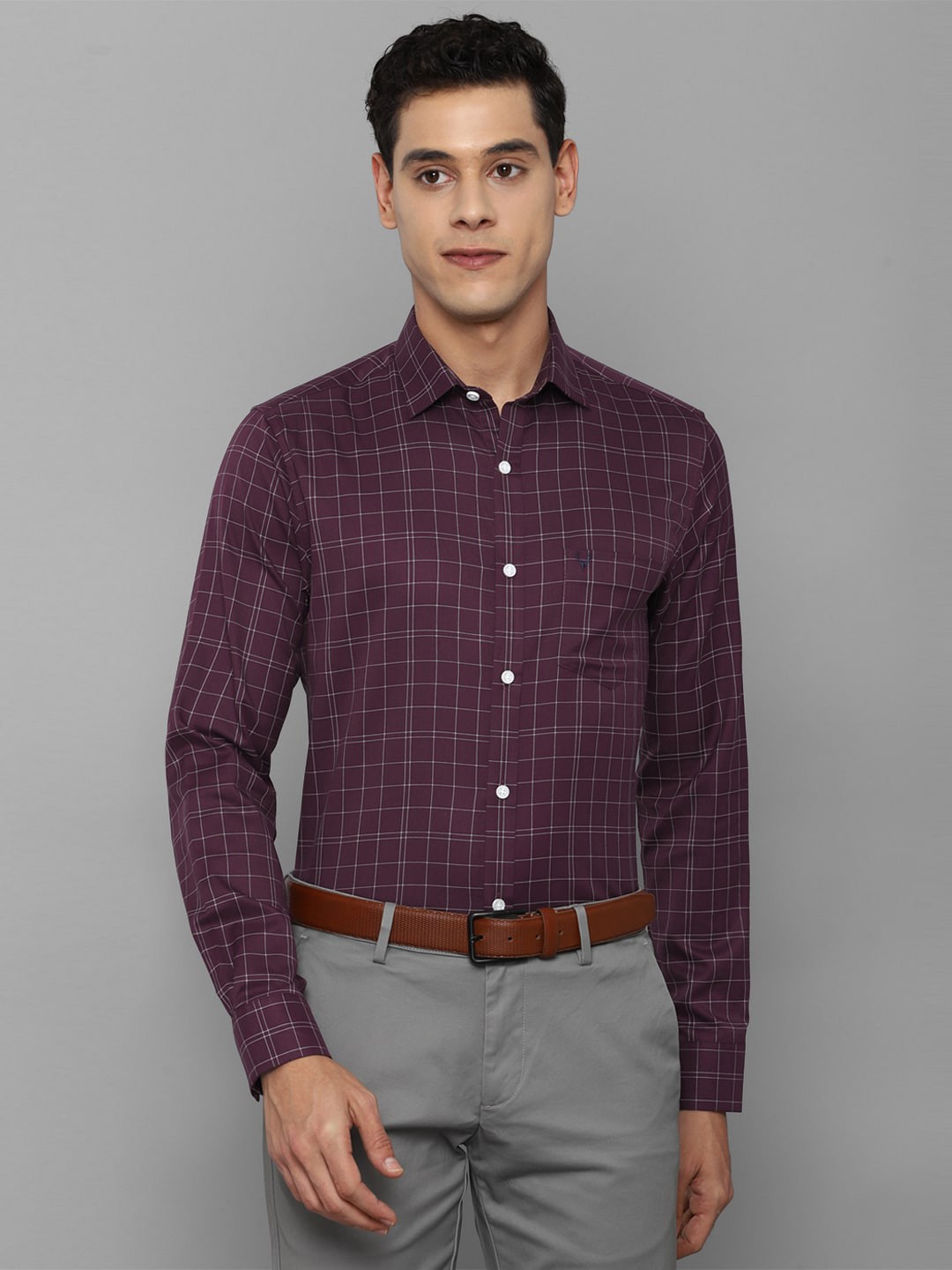

Allen Solly Men Maroon Slim Fit Tartan Checks Checked Formal Shirt