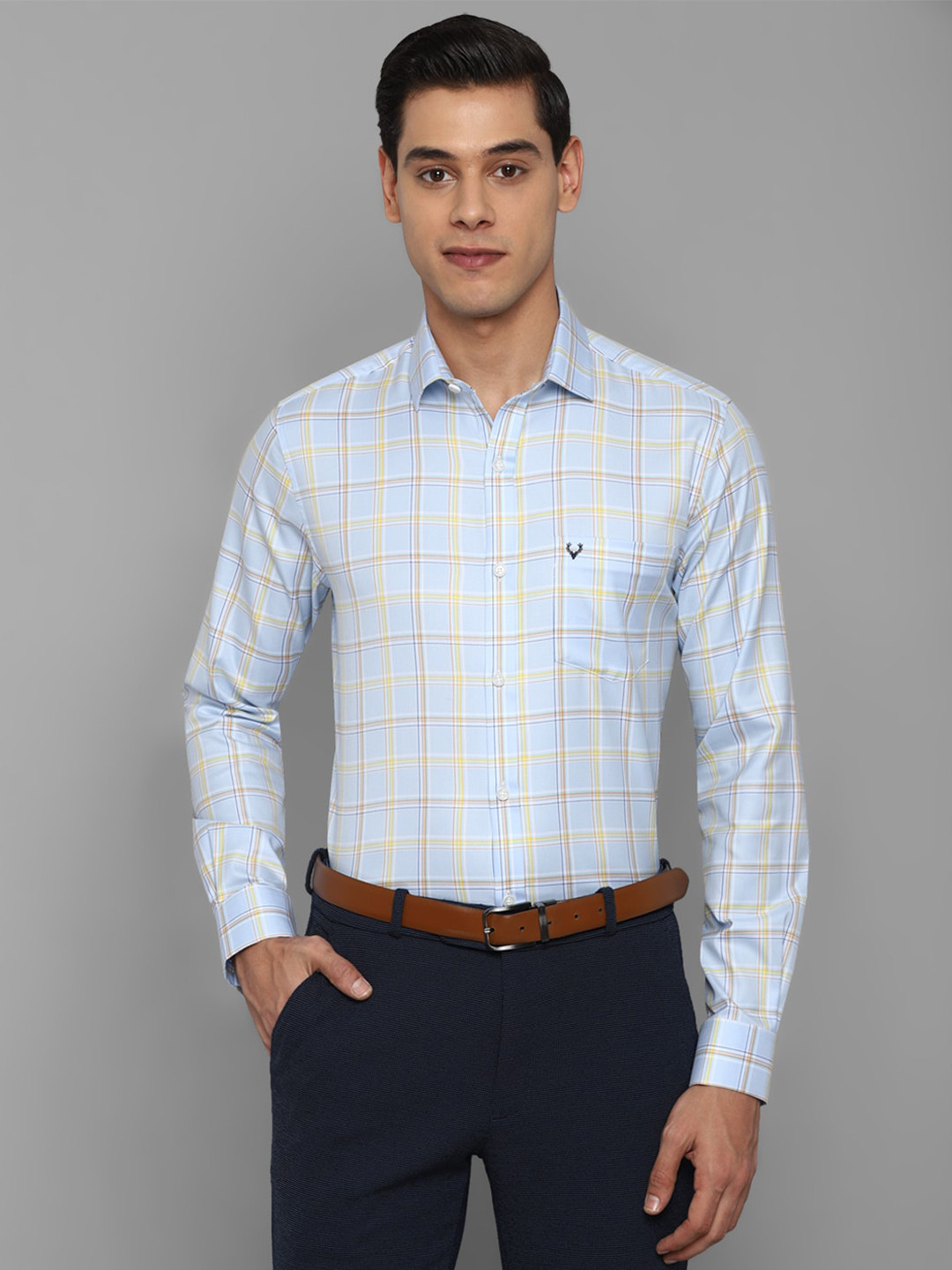 

Allen Solly Men Blue Slim Fit Checked Formal Shirt