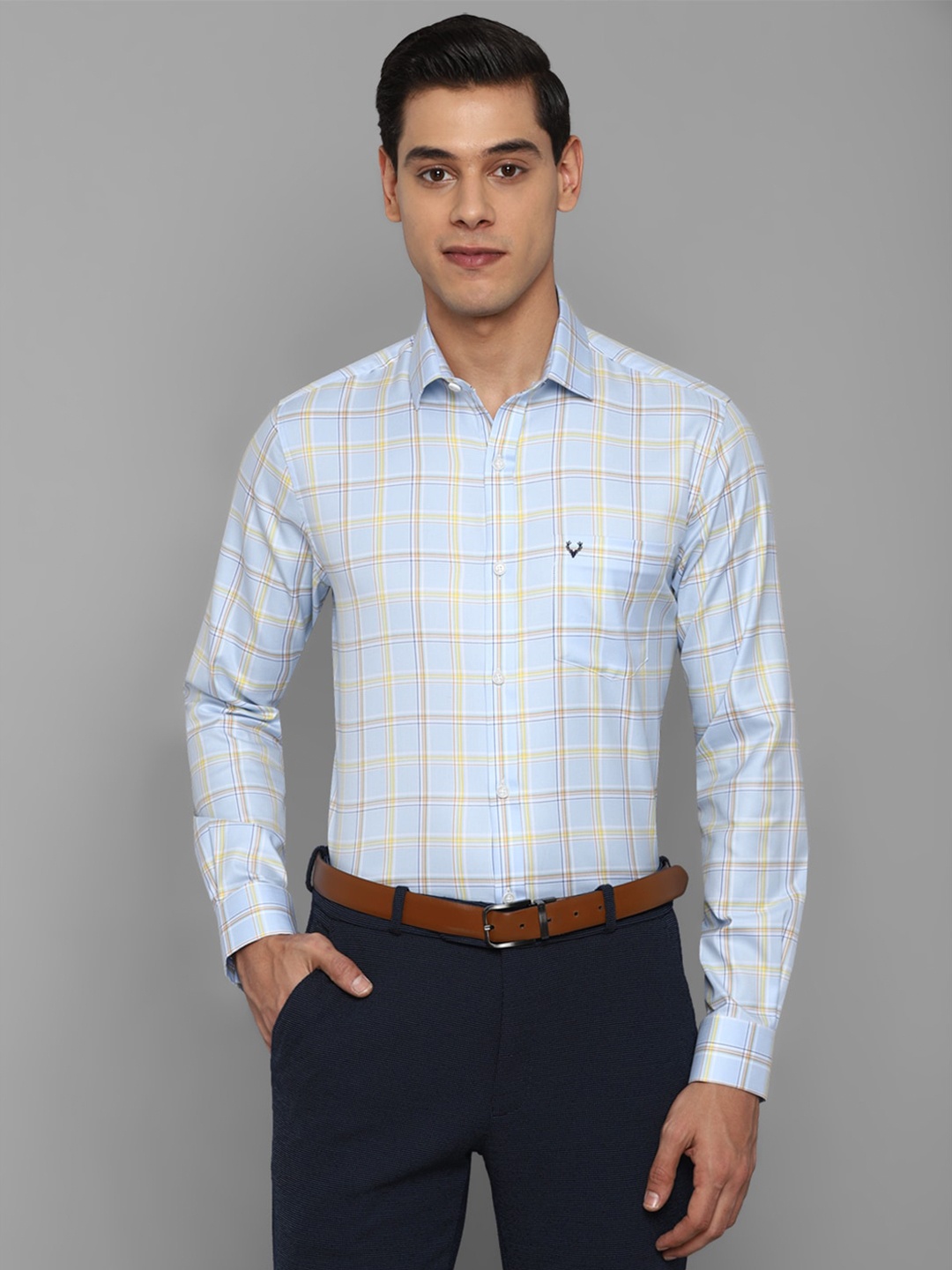 

Allen Solly Men Blue Slim Fit Checked Formal Shirt