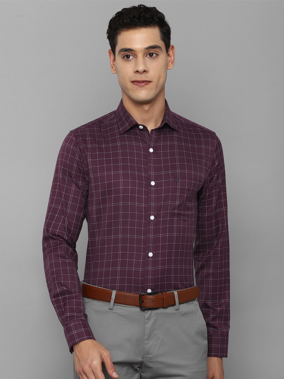 

Allen Solly Men Maroon Slim Fit Tartan Checks Checked Formal Shirt