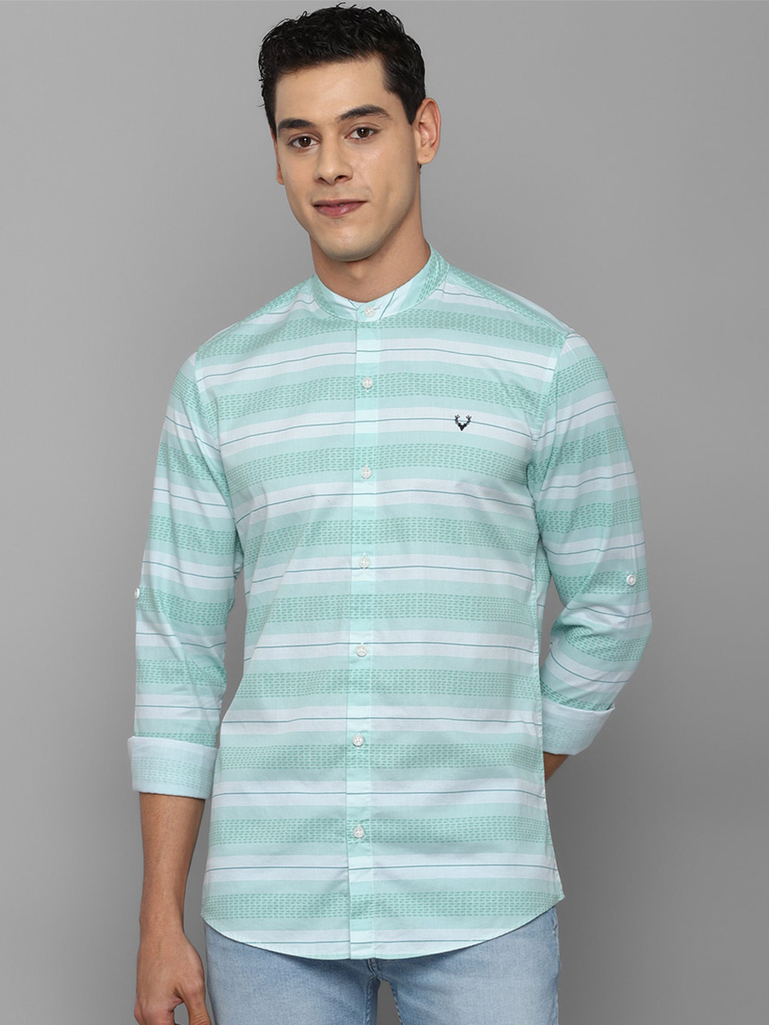 

Allen Solly Sport Men Blue Horizontal Stripes Striped Casual Shirt