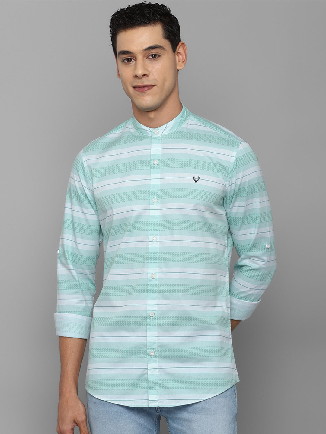 

Allen Solly Sport Men Blue Horizontal Stripes Striped Casual Shirt