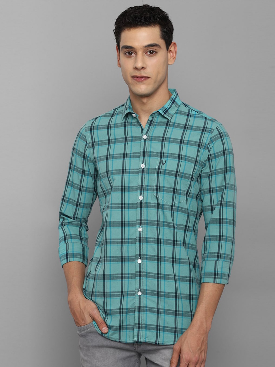 

Allen Solly Sport Men Blue Tartan Checks Checked Casual Shirt