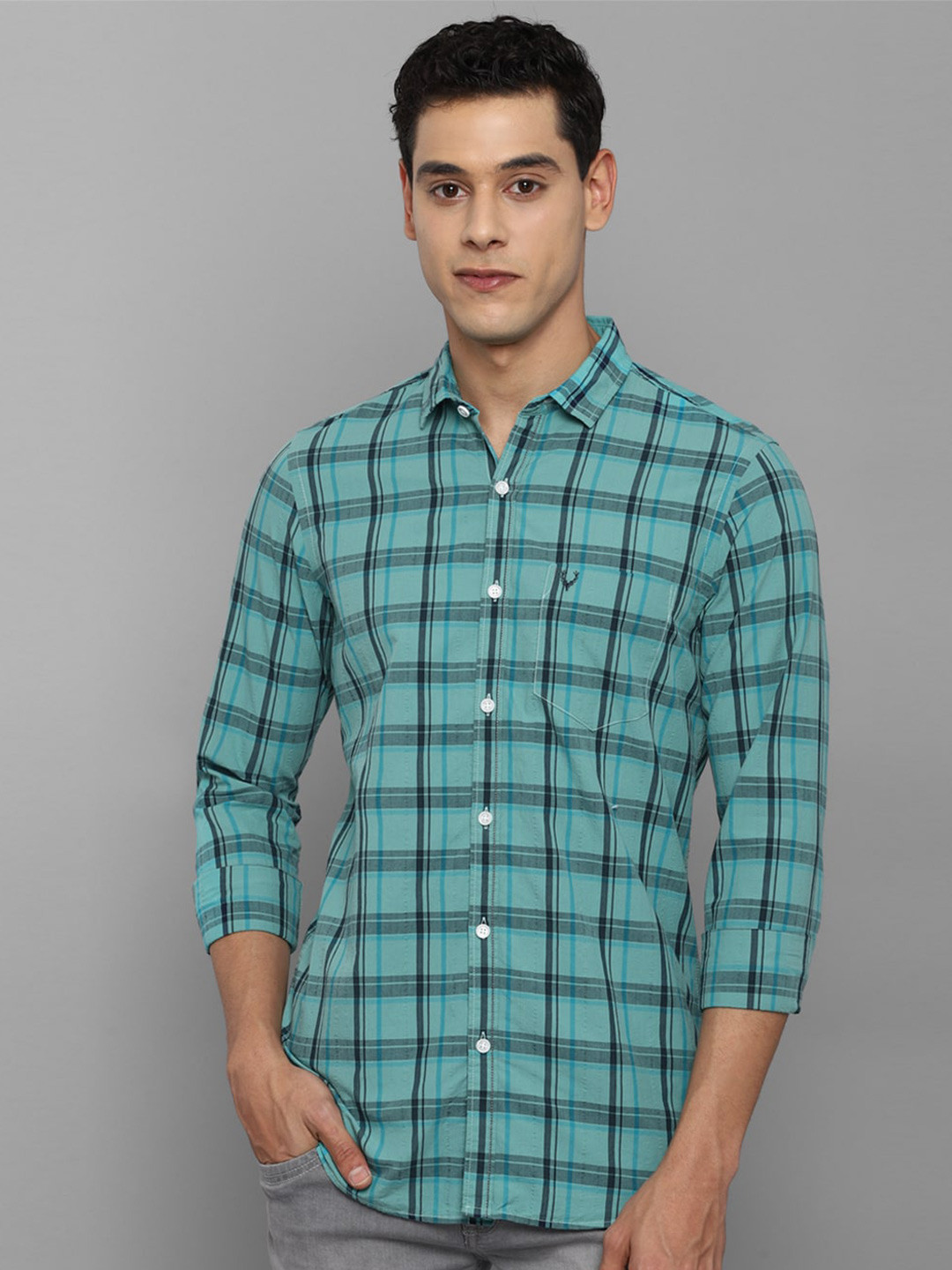 

Allen Solly Sport Men Blue Tartan Checks Checked Casual Shirt