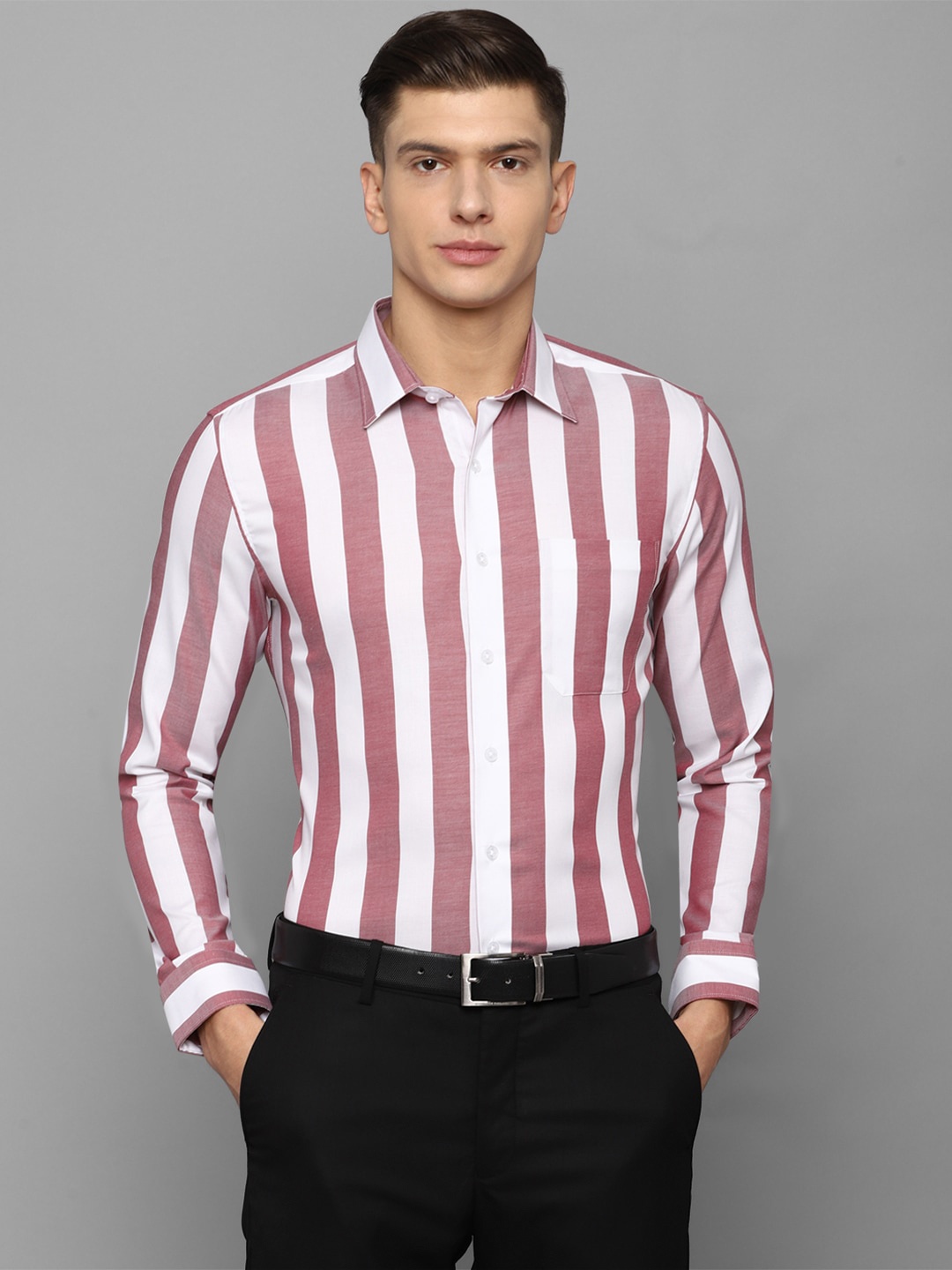 

Louis Philippe Men Multicoloured Slim Fit Striped Formal Shirt, Multi