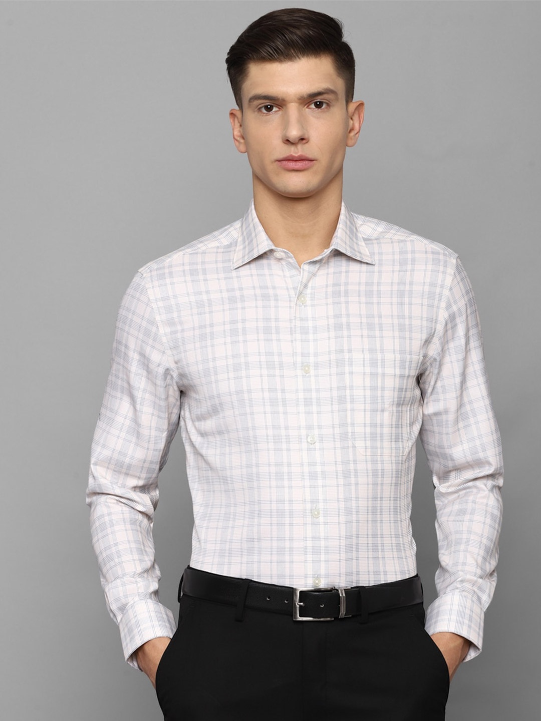 

Louis Philippe Men Grey Tartan Checks Checked Formal Shirt