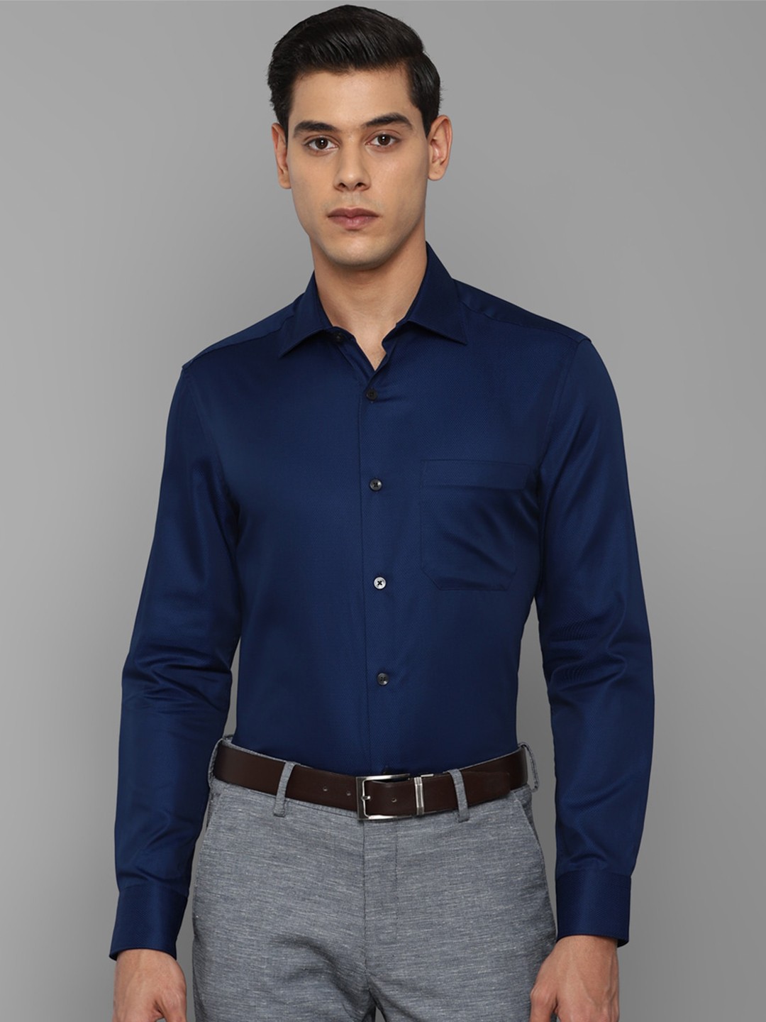 

Louis Philippe Men Navy Blue Formal Shirt