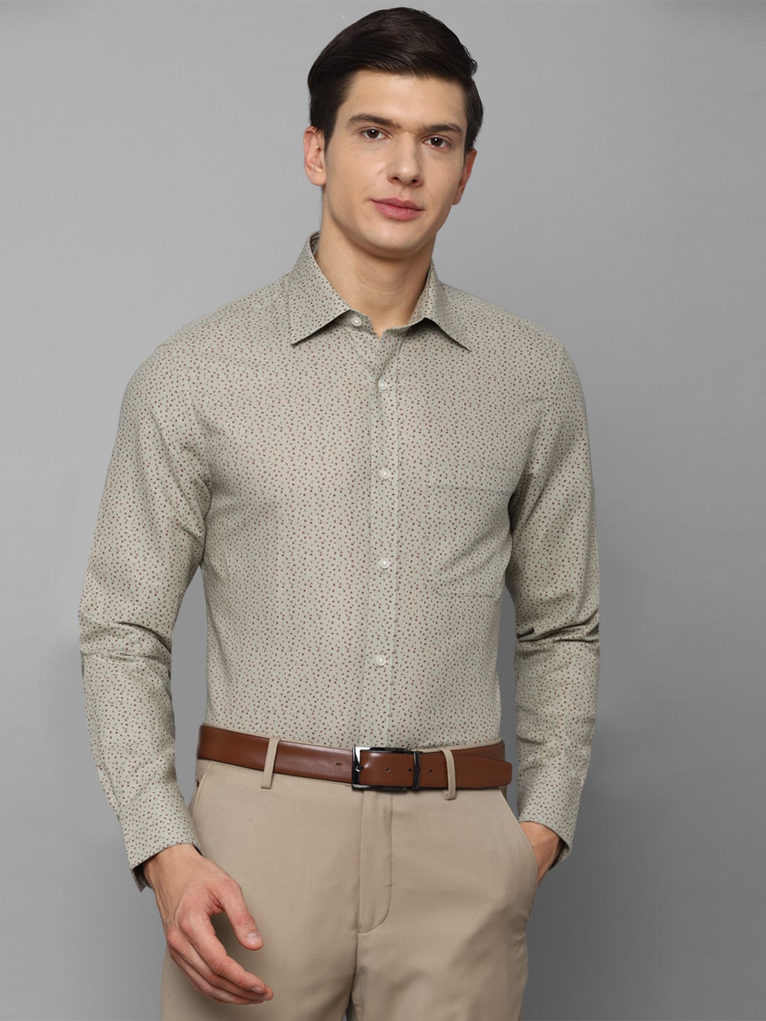 

Louis Philippe Men Grey Printed Formal Shirt