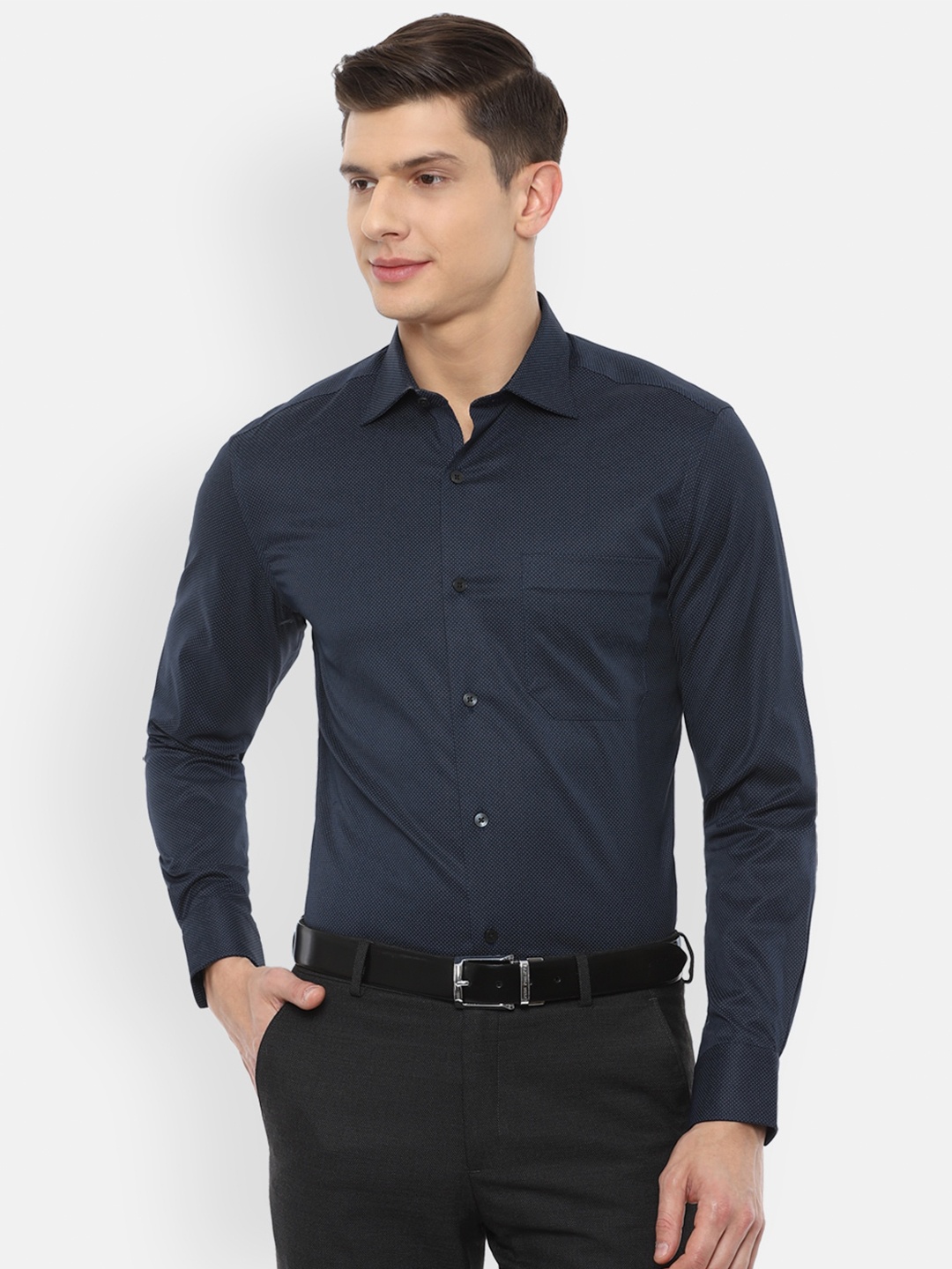 

Louis Philippe Men Navy Blue Printed Formal Shirt