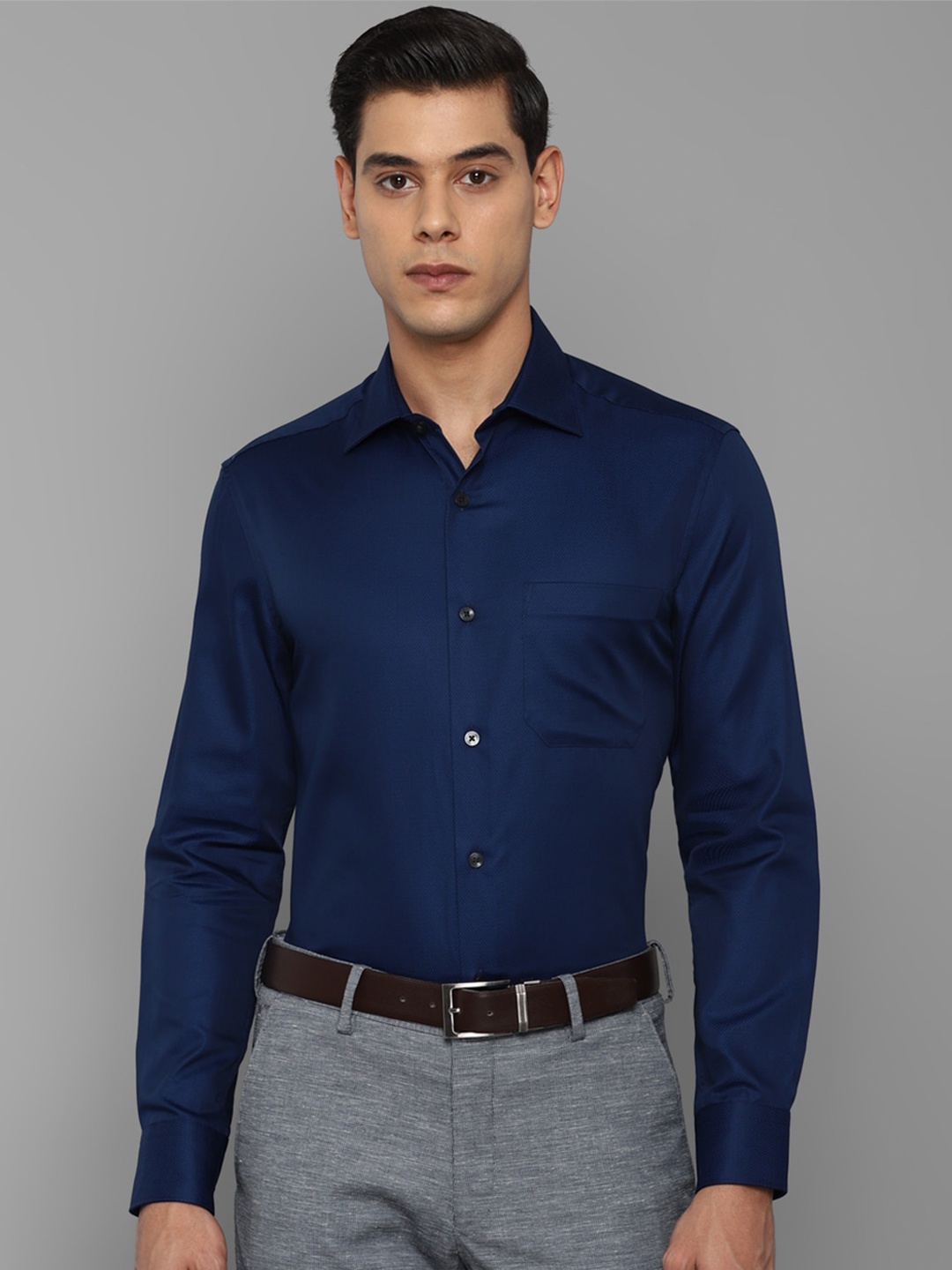 

Louis Philippe Men Navy Blue Formal Shirt
