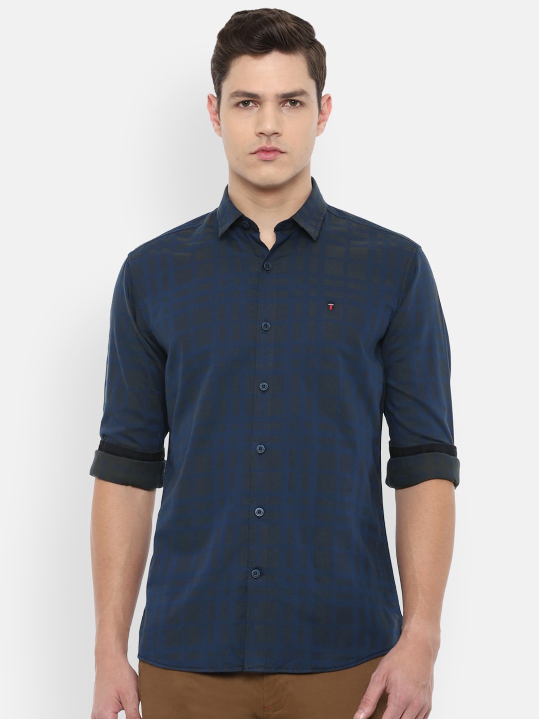 

Louis Philippe Sport Men Navy Blue Slim Fit Checked Casual Shirt