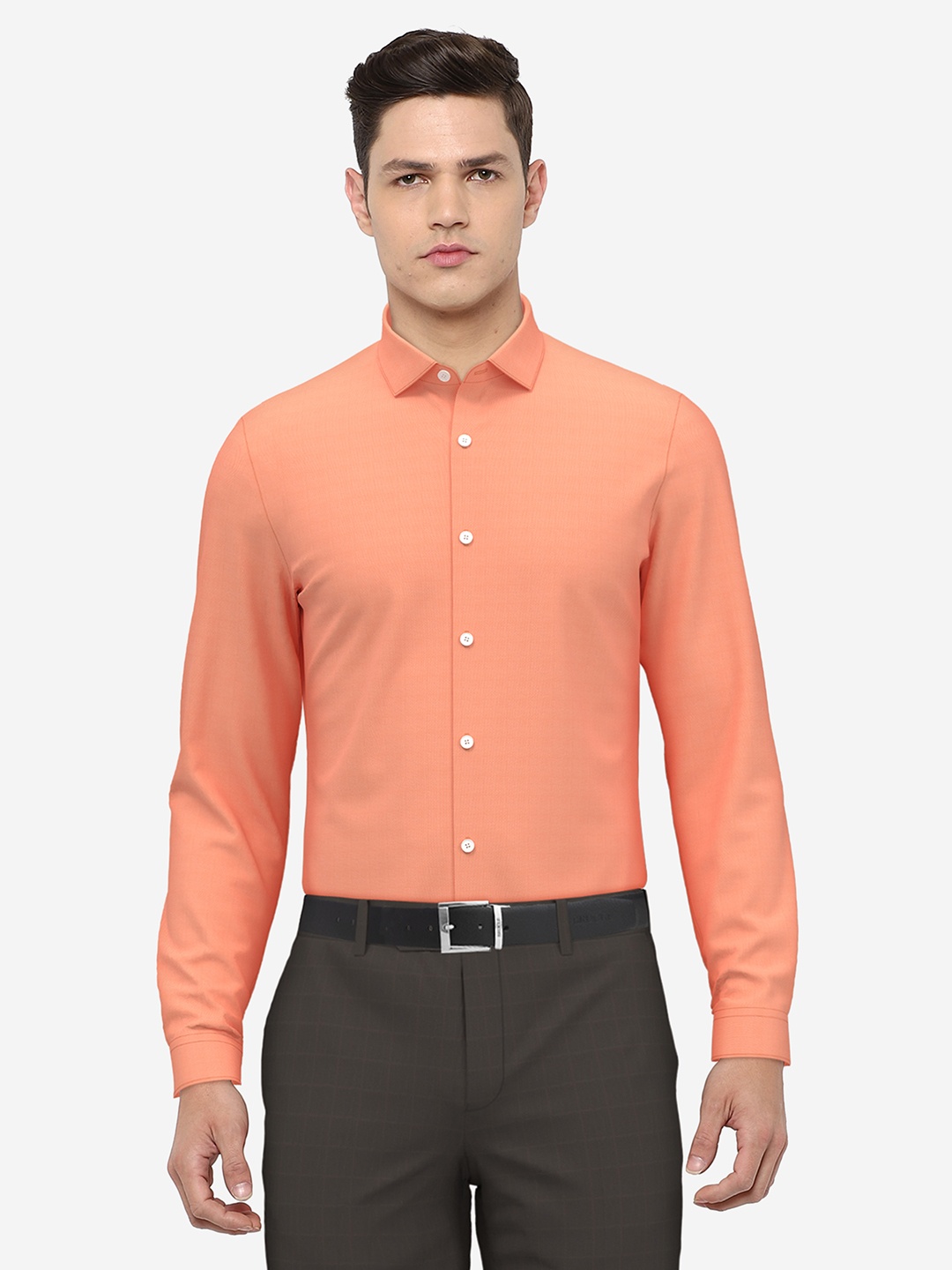 

Peter England Men Orange Slim Fit Casual Shirt