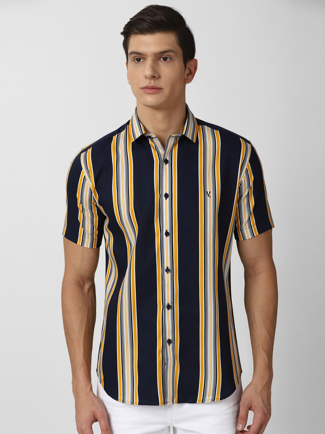 

V Dot Men Multicoloured Slim Fit Striped Casual Shirt, Multi