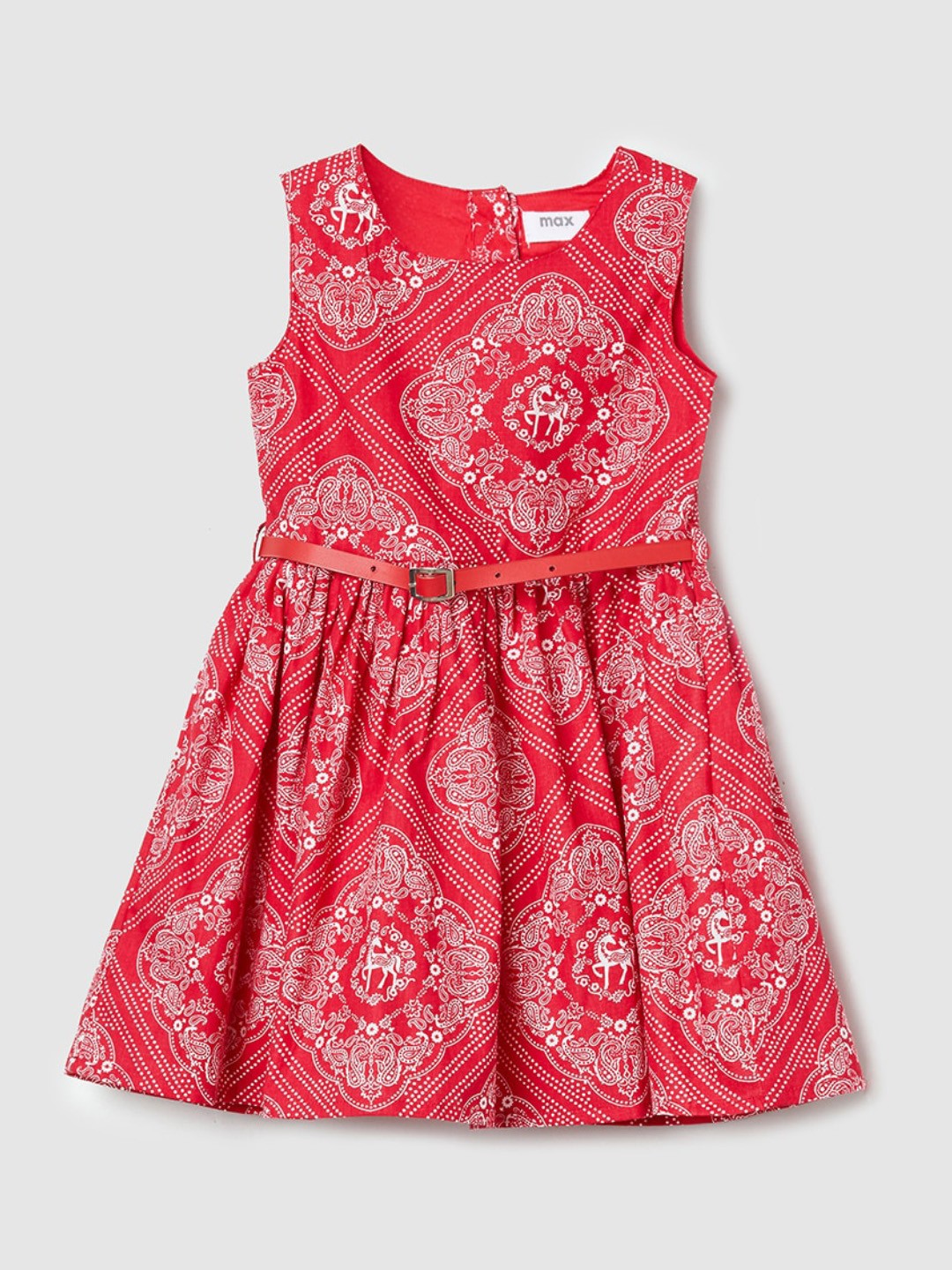 

max Red Ethnic Motifs Dress