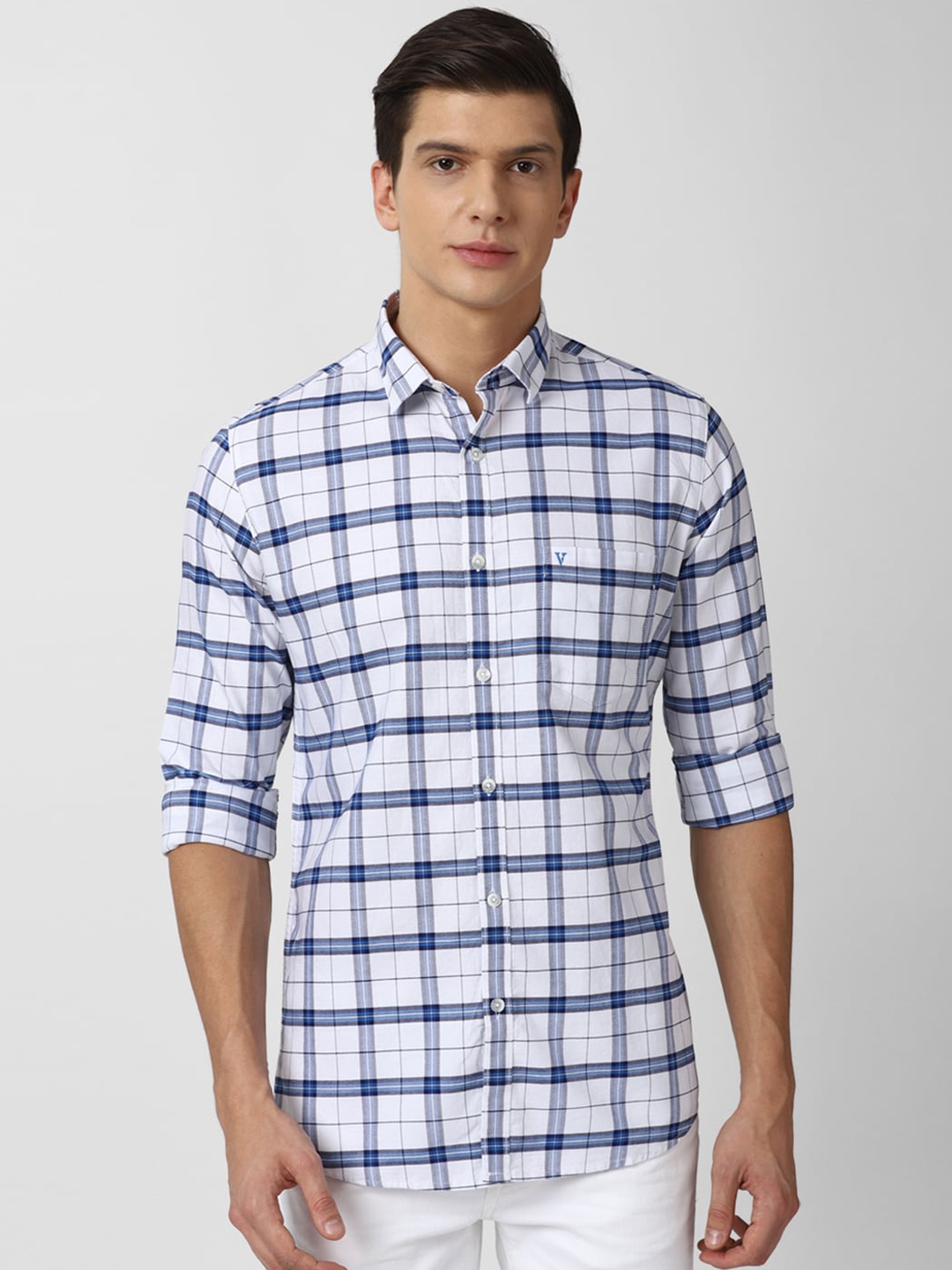 

Van Heusen Sport Men White Slim Fit Checked Casual Shirt