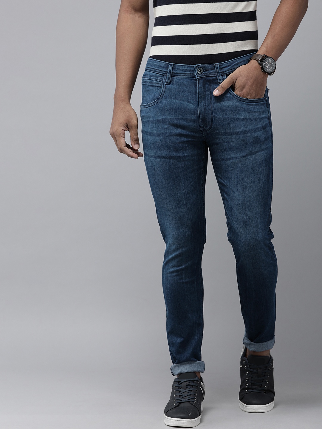 

VAN HEUSEN DENIM LABS Men Blue Skinny Fit Light Fade Stretchable Jeans