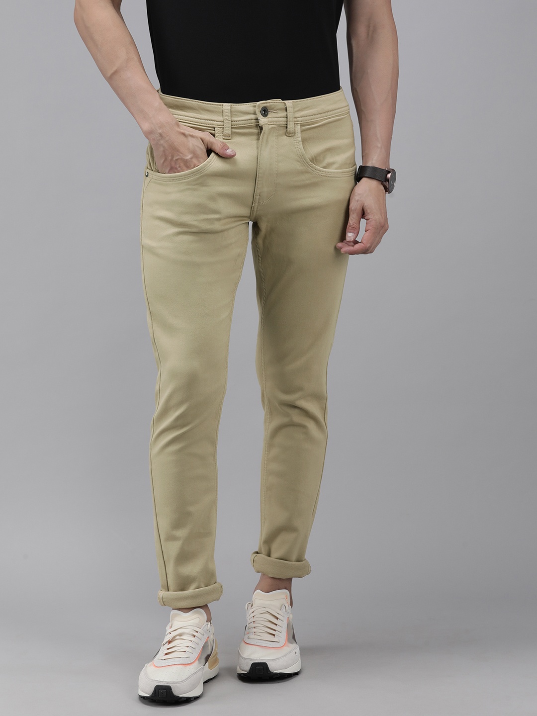 

VAN HEUSEN DENIM LABS Men Beige Rock Skinny Fit Stretchable Jeans