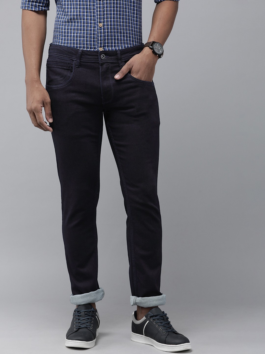 

VAN HEUSEN DENIM LABS Men Navy Blue Slim Fit Stretchable Jeans
