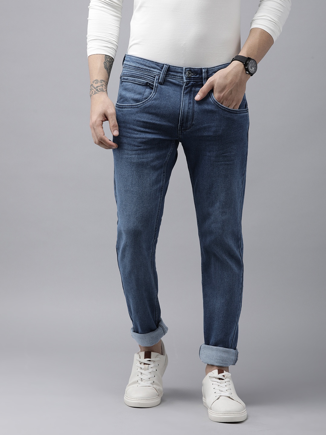 

VAN HEUSEN DENIM LABS Men Blue Skinny Fit Light Fade Stretchable Jeans