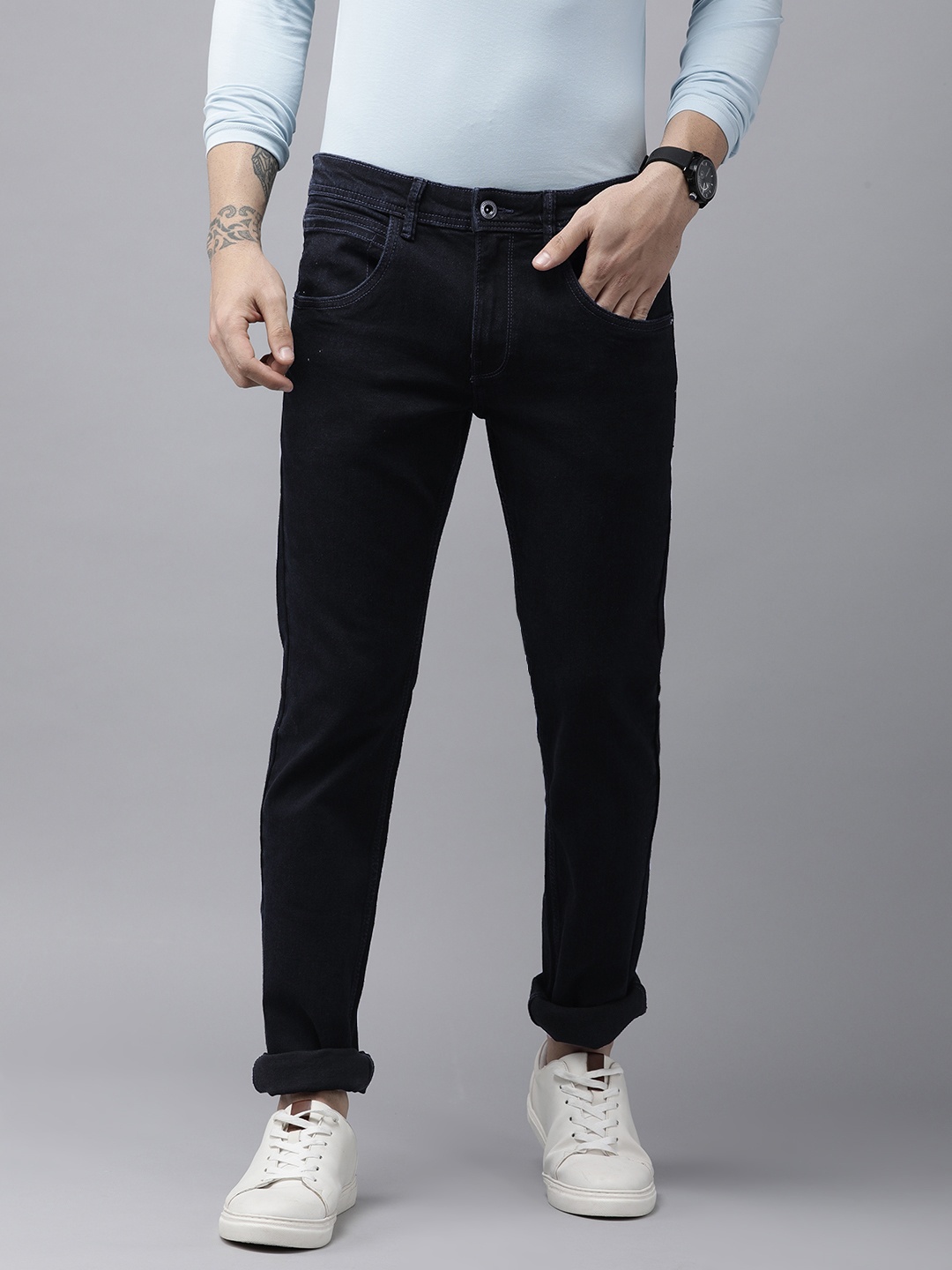 

VAN HEUSEN DENIM LABS Men Navy Blue Slim Fit Stretchable Jeans