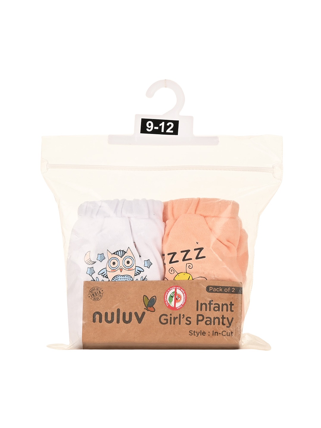 

Nuluv Girls Pack of 2 Assorted Pure Cotton Basic Briefs