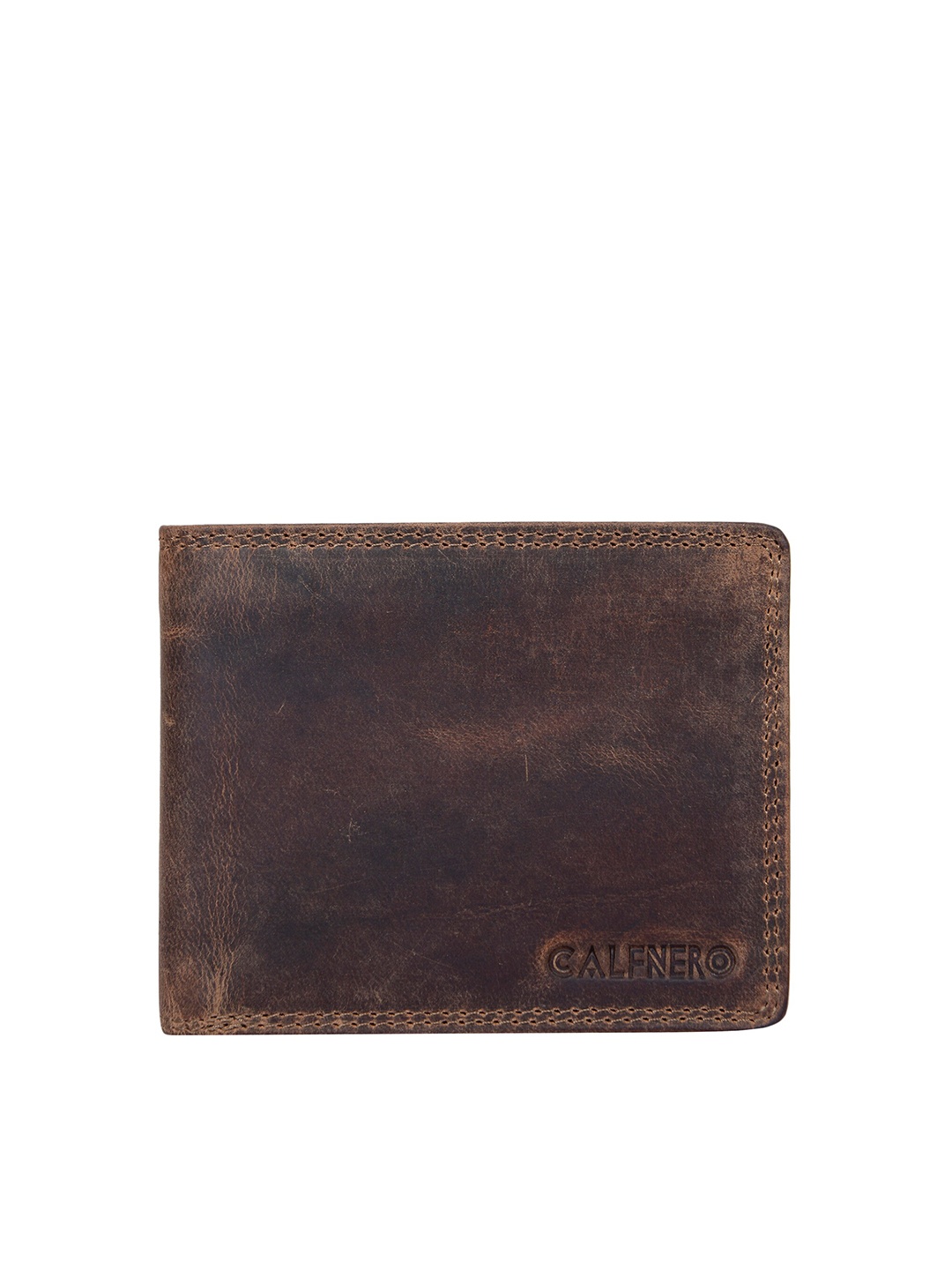 

CALFNERO Men Brown Textured Leather Two Fold Wallet