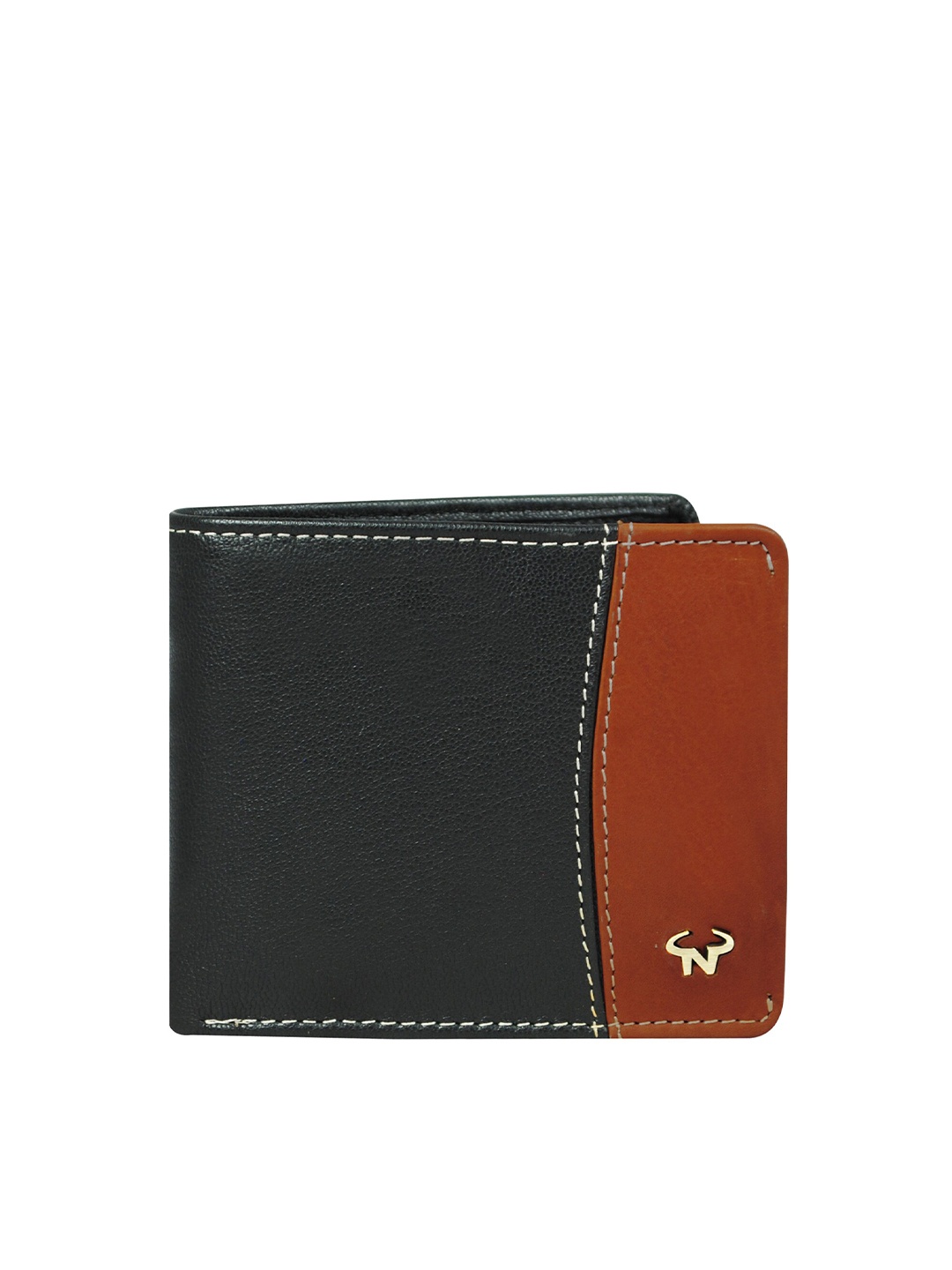 

CALFNERO Men Black & Brown Leather Two Fold Wallet