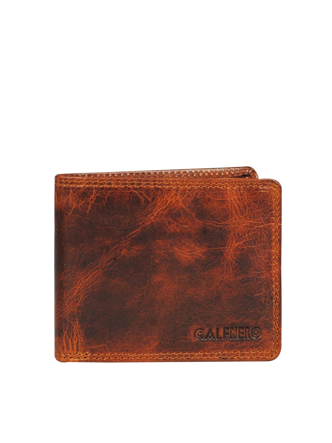 

CALFNERO Men Maroon & Tan Leather Two Fold Wallet