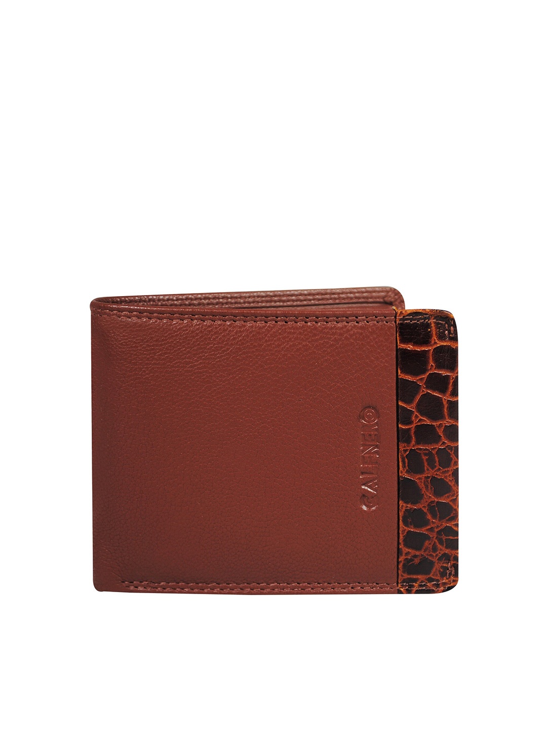 

CALFNERO Men Brown & Black Leather Two Fold Wallet