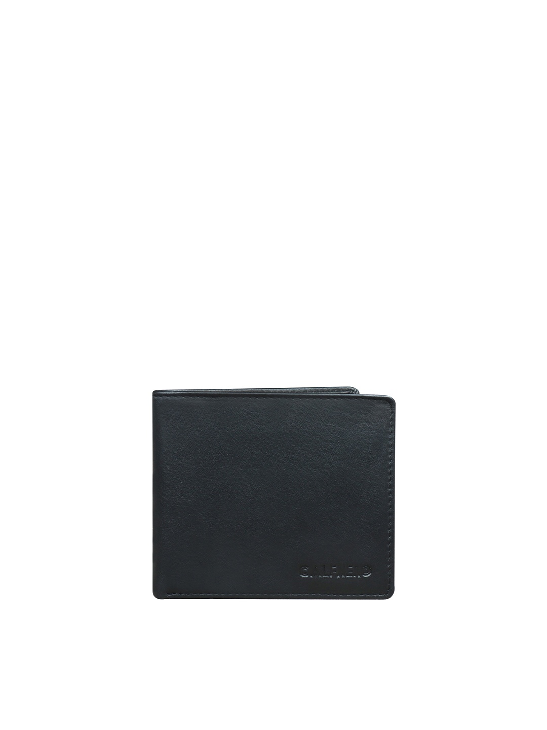 

CALFNERO Men Black Textured Leather Two Fold Wallet