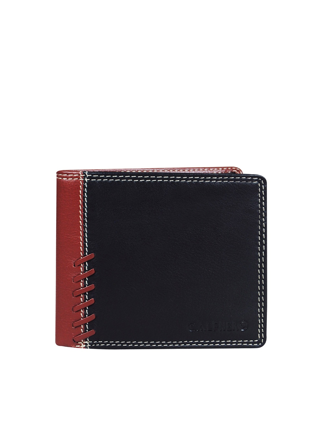 

CALFNERO Men Black & Brown Leather Two Fold Wallet