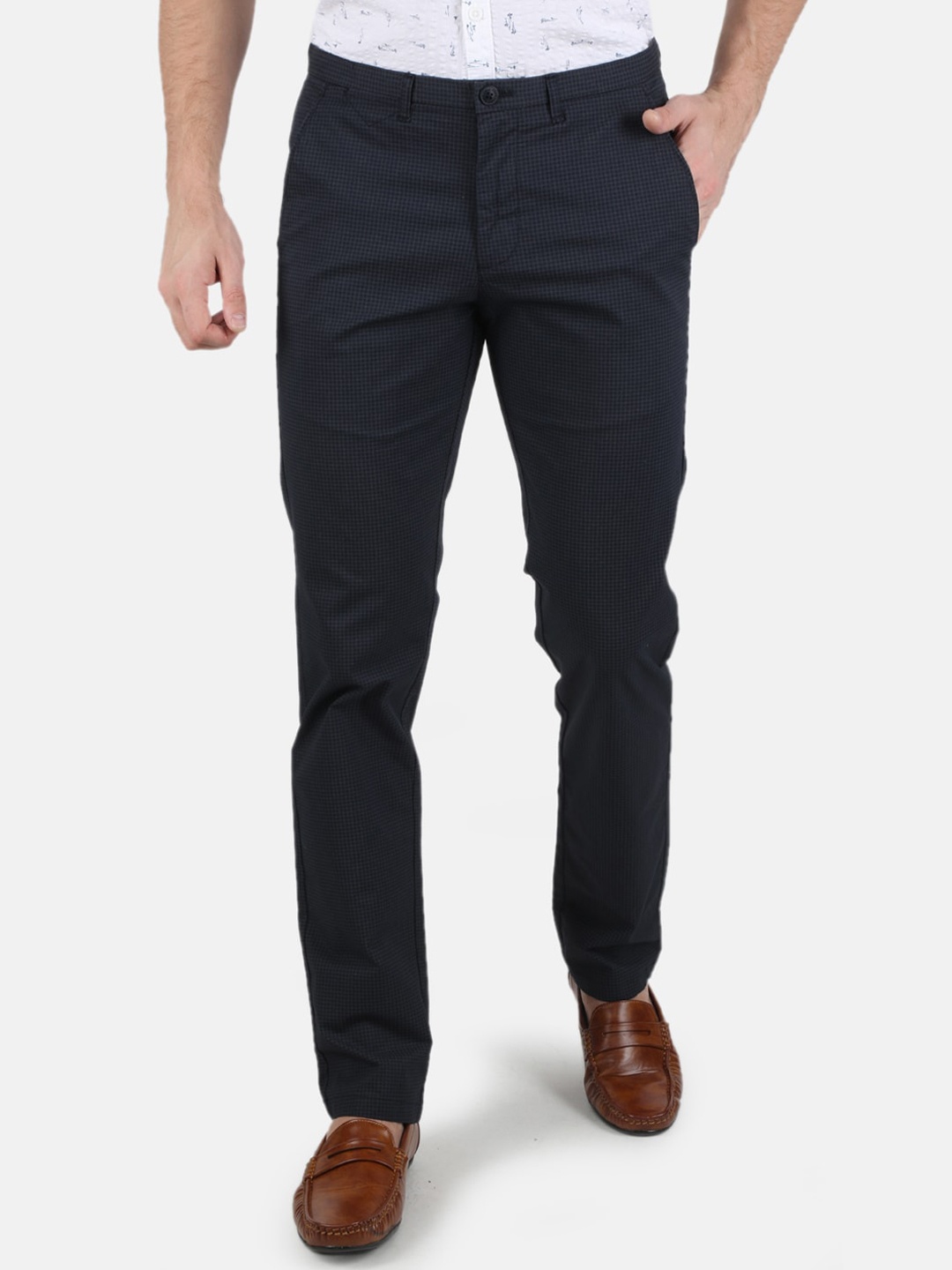 

Monte Carlo Men Navy Blue Smart Slim Fit Chinos Trousers