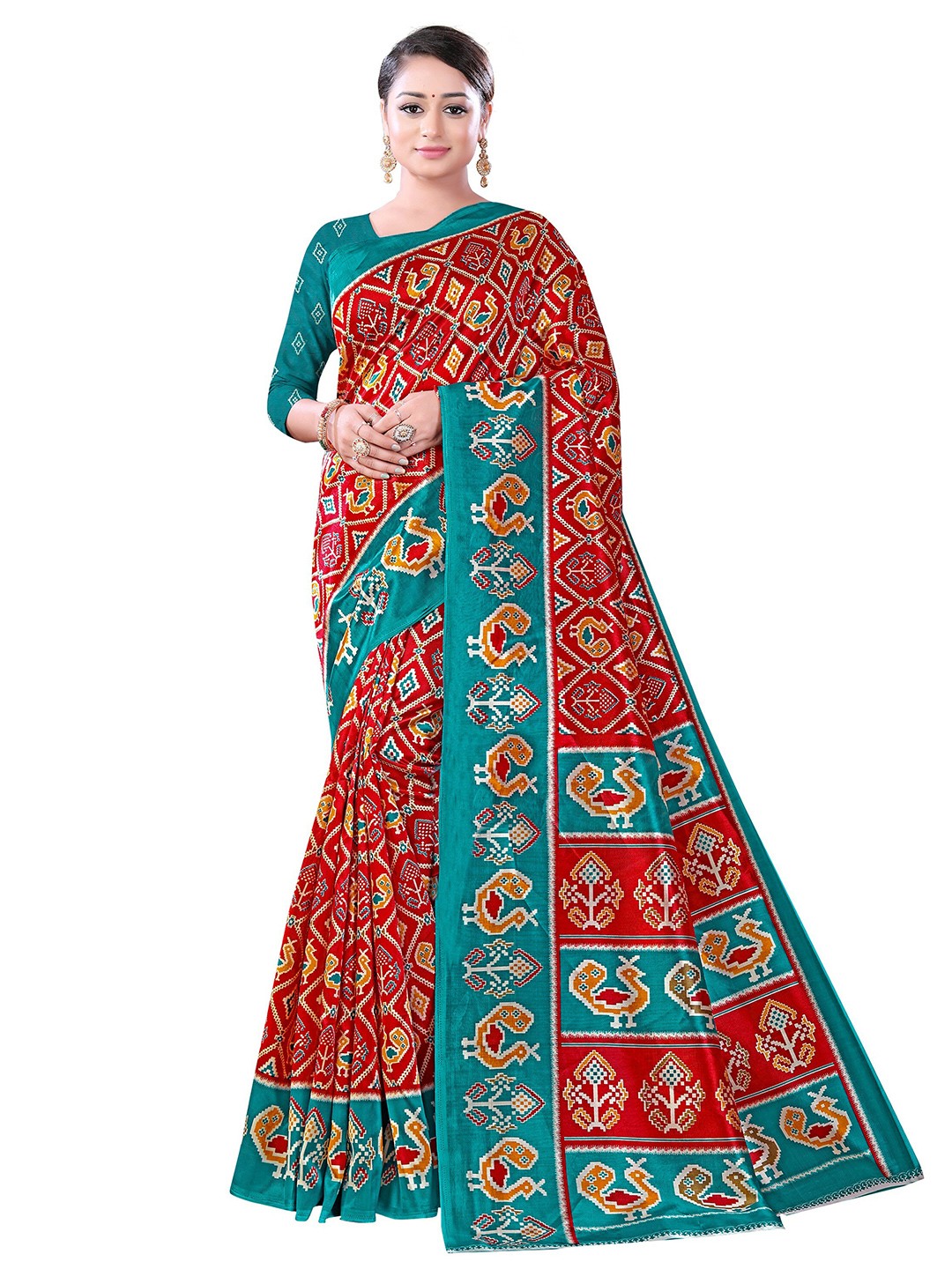 

KALINI Red & Blue Ethnic Motifs Mysore Silk Saree