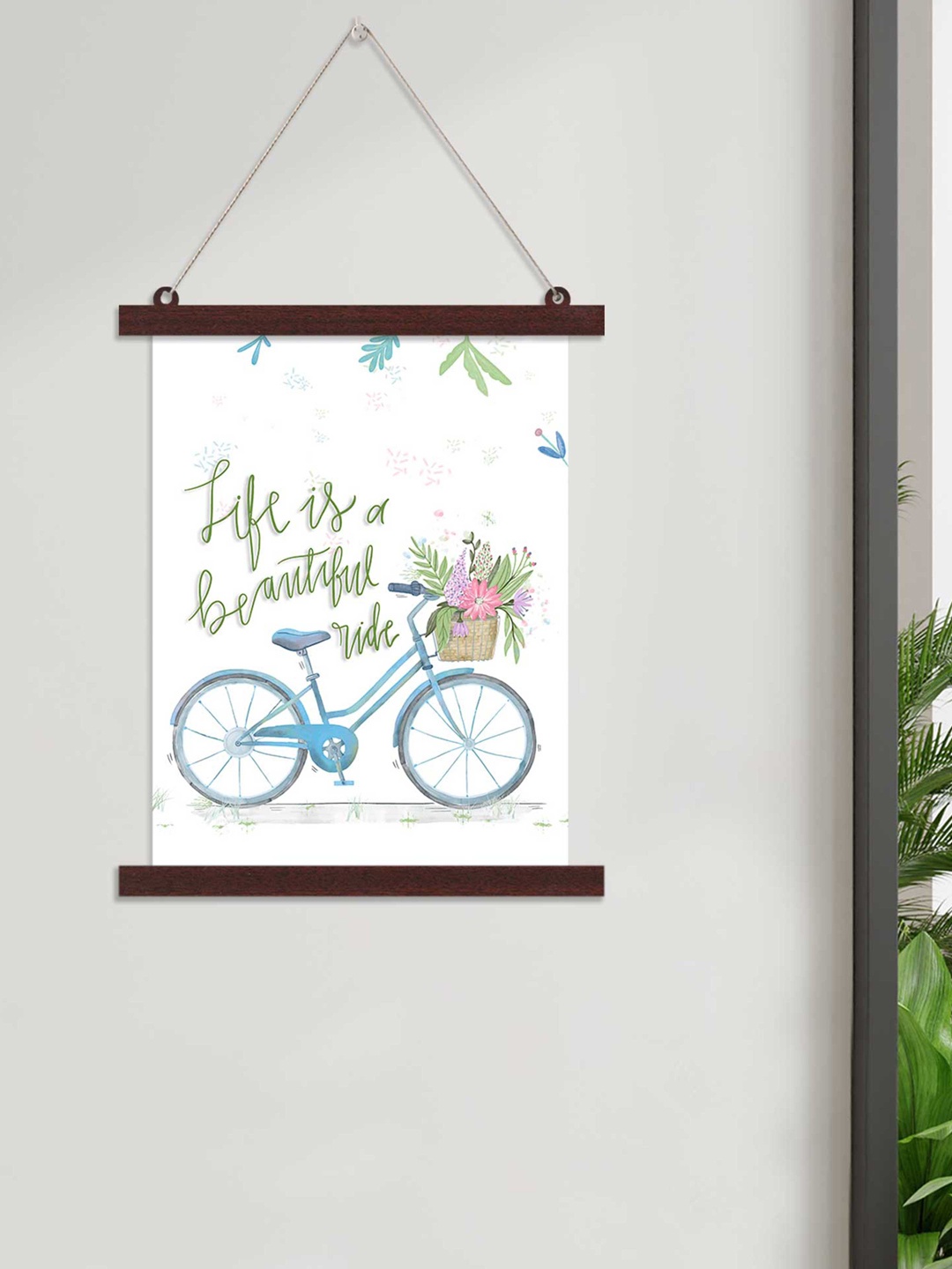 

Art Street Life Is A Beautiful Ride Cycle Hanging Canvas Painting, Multi