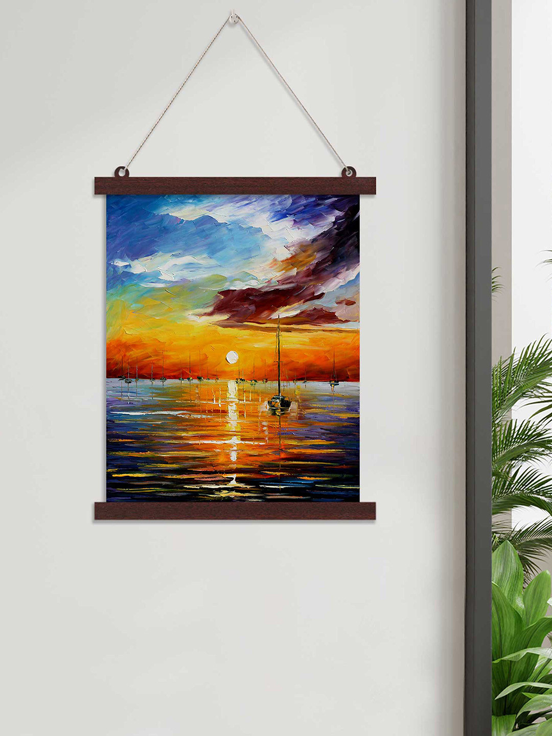 

Art Street Multi Color Sunset Landscpe Canvas Wall Hanging Art