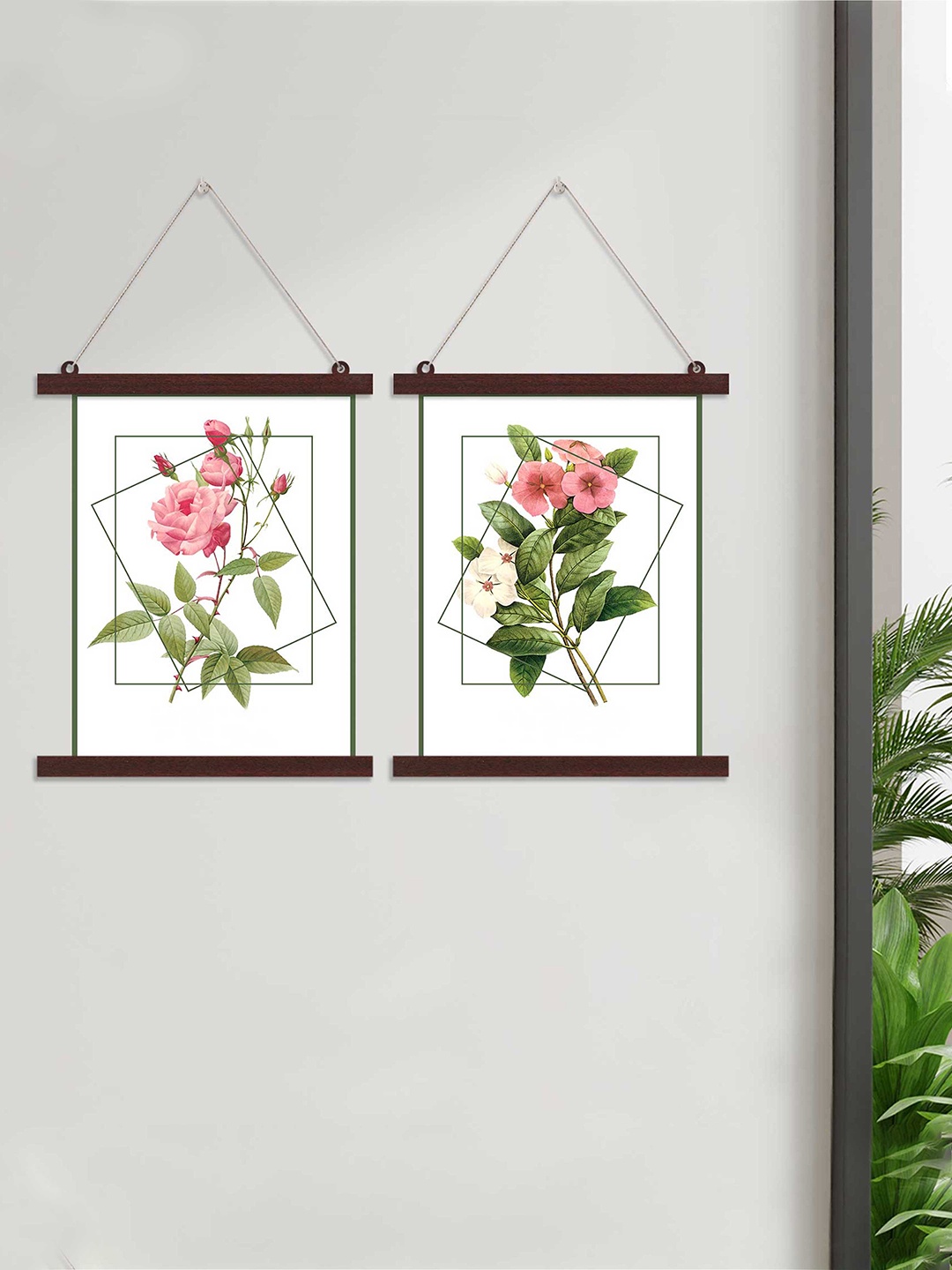 

Art Street Set of 2 Pink & White Rose Canvas Painting Hanging Wall Art