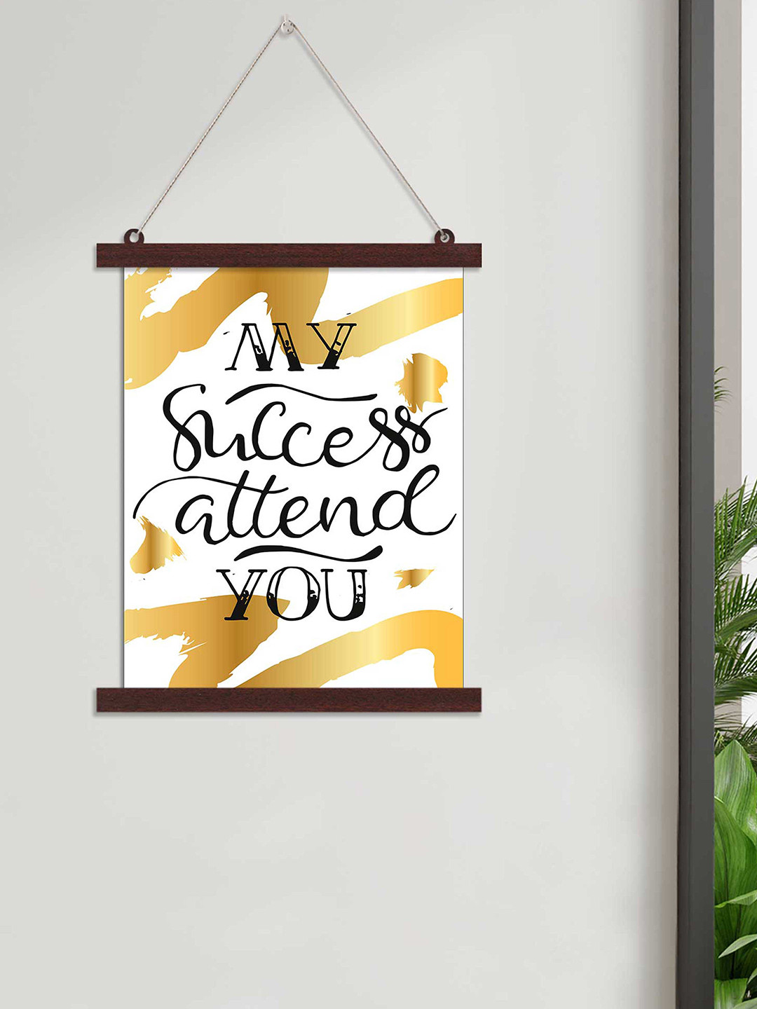 

Art Street White & Yellow My Success Attend You Hanging Canvas Wall Painting