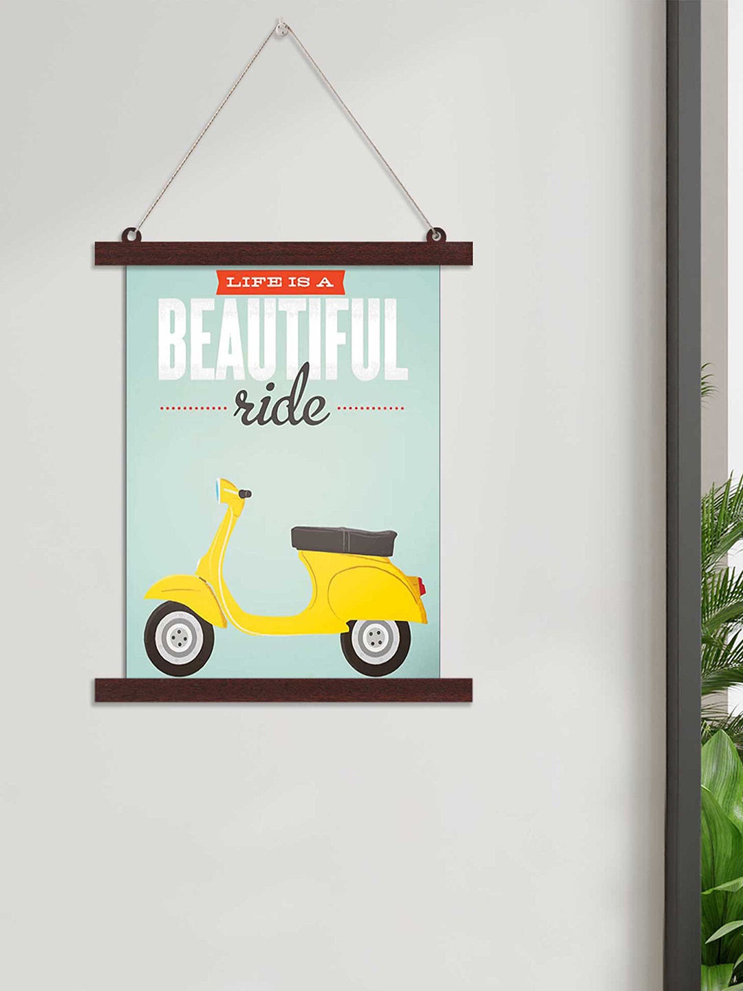 

Art Street Blue & White Life Is A Beautiful Ride Vintage Scooter Wall Art