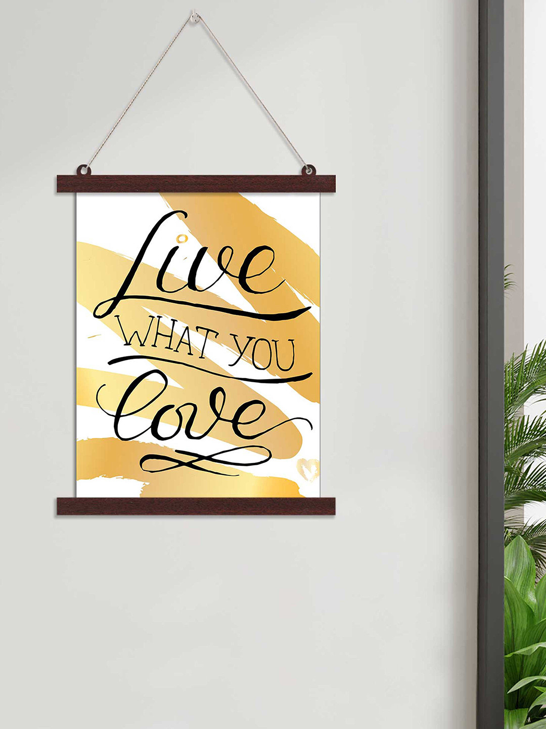 

Art Street Yellow & White Live What You Love Hanging Canvas Painting
