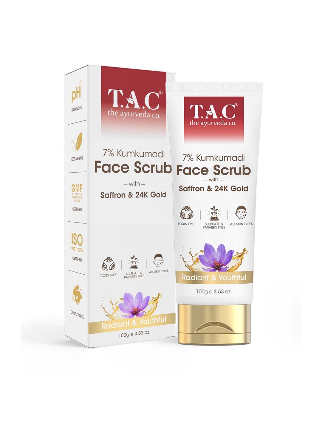 

TAC - The Ayurveda Co. 7% Kumkumadi Exfoliating Face Scrub For Blackheads & Whitehead-100g, White