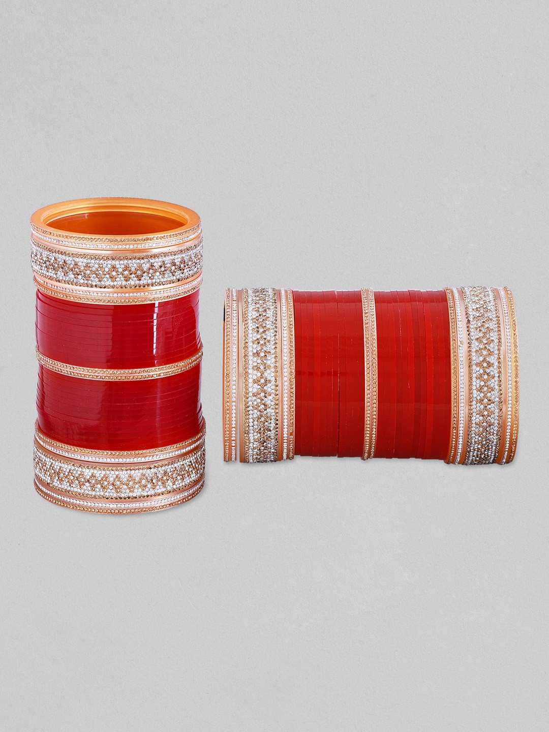 

Rubans Women Red Gold Plated 30 Piece AD Studded Bridal Chuda Bangle Set, Maroon