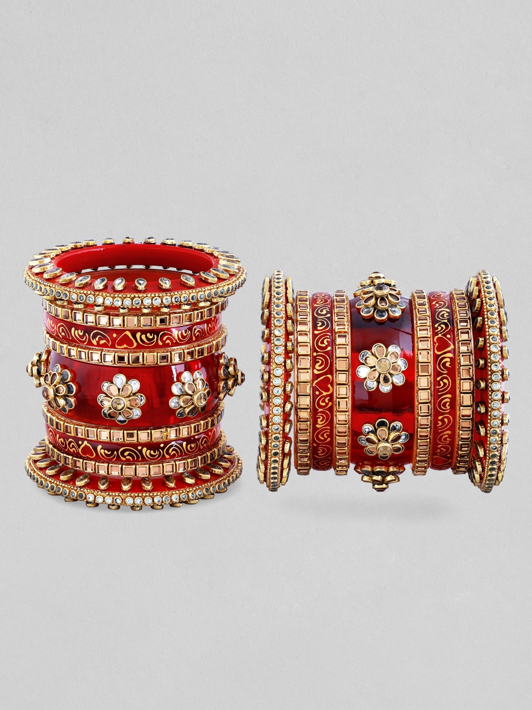 

Rubans Maroon & White Color With Floral Design AD Studded Bridal Chura