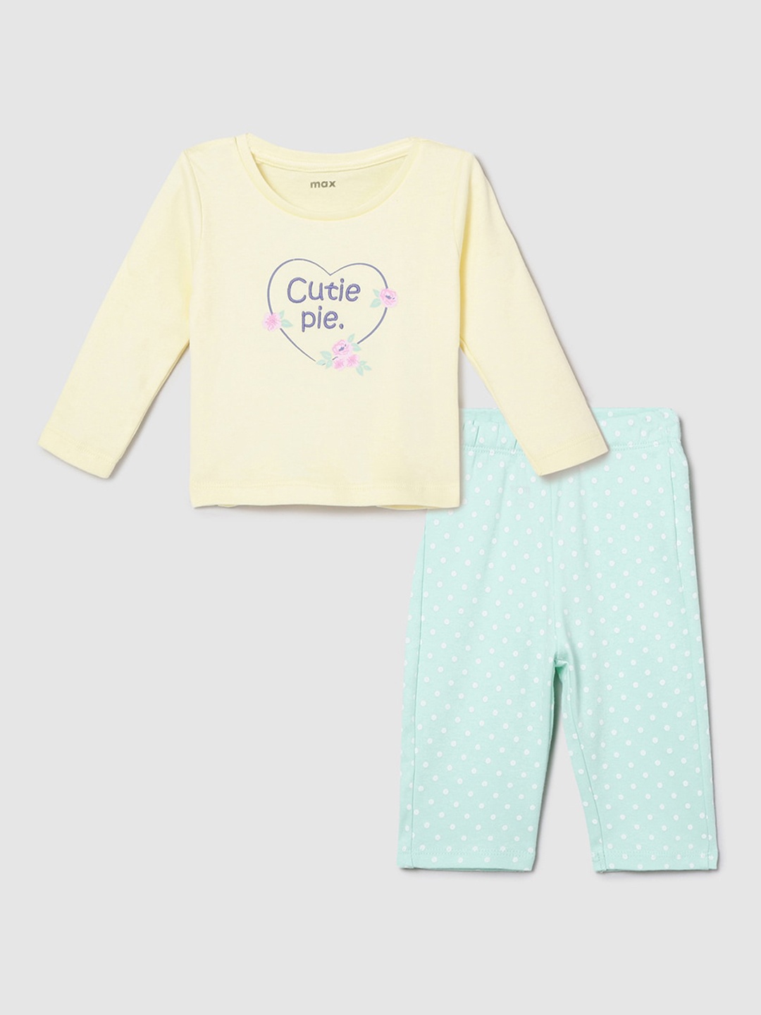 

max Girls Yellow & Purple Printed Night suit