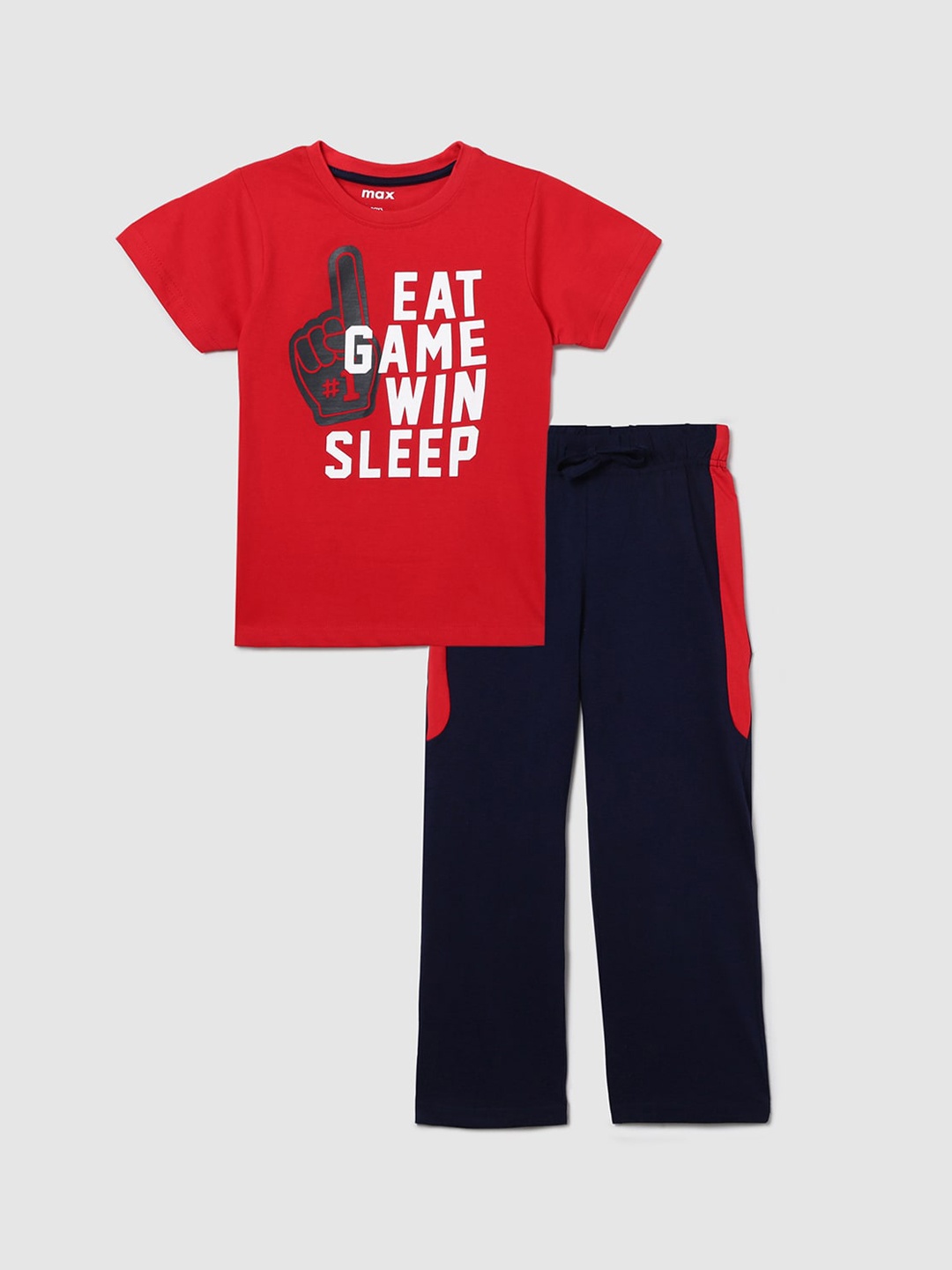 

max Boys Red & Black Printed Night suit