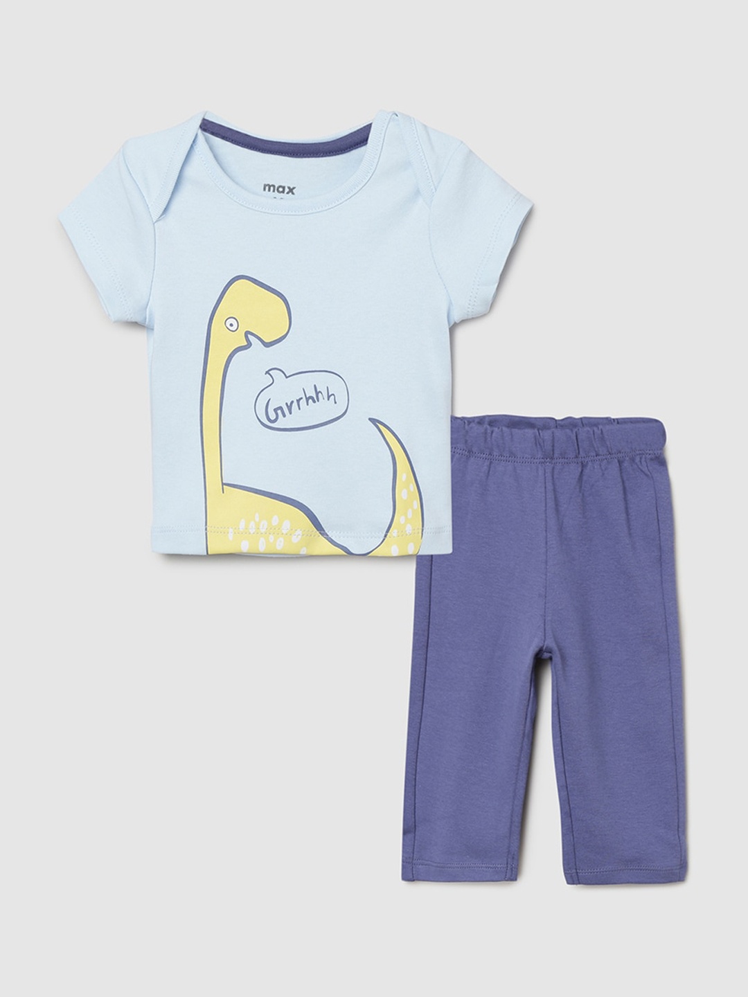 

max Boys Blue & Yellow Printed Night suit