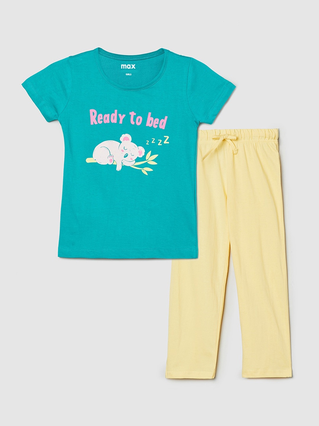 

max Girls Blue & Yellow Printed Night suit