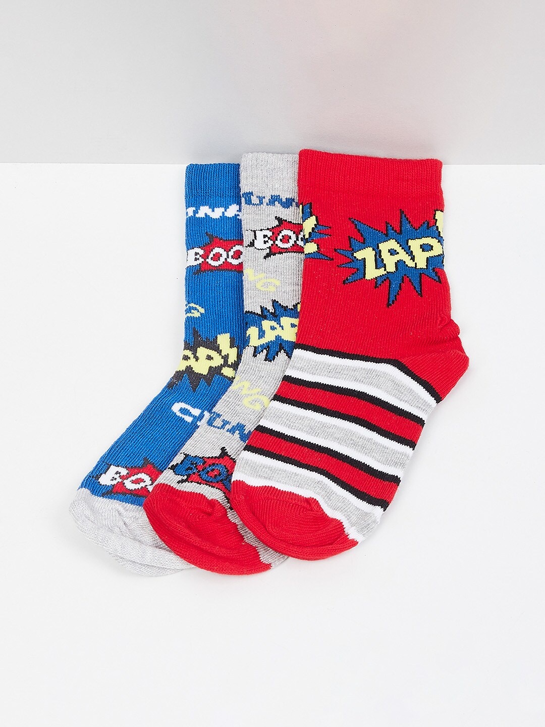 

max Boys Pack Of 3 Assorted Cotton Above Ankle-Length Socks